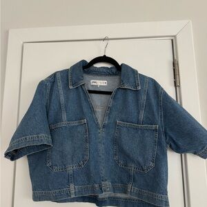 Zara Blue Denim Cropped Top